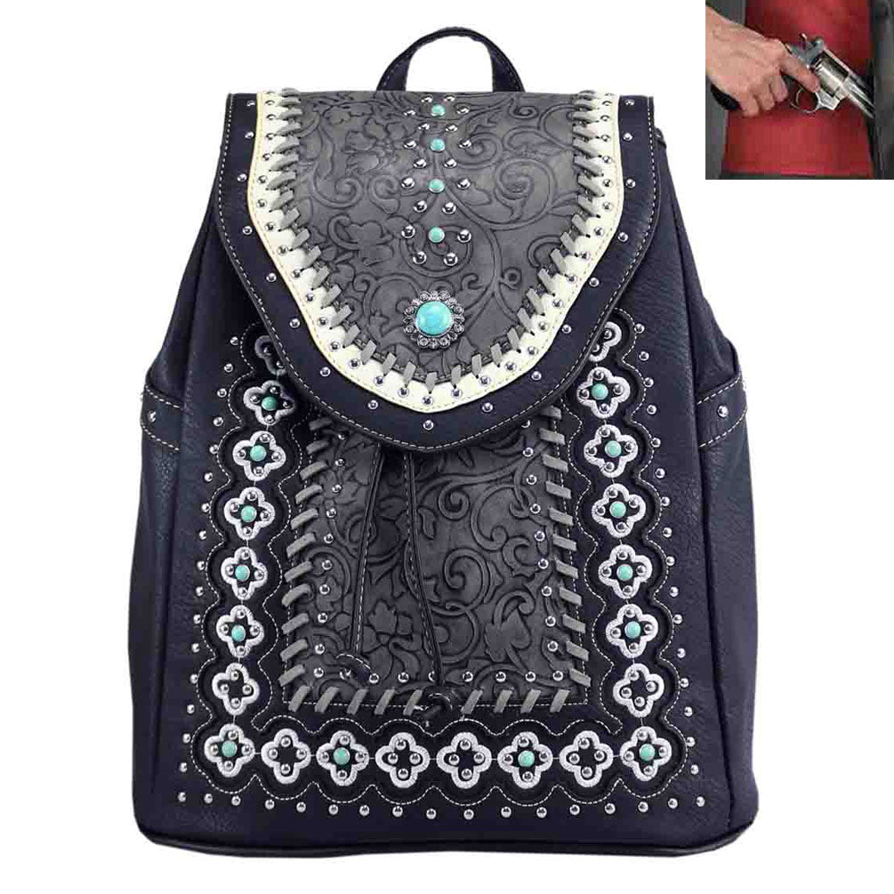 Multi Functional Western Concho Embroidery Backpack
