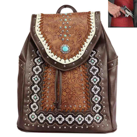 Multi Functional Western Concho Embroidery Backpack