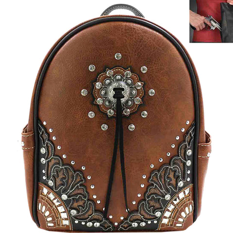 Western Concho Tooling Concealed Carry Western Cowgirl Backpack
