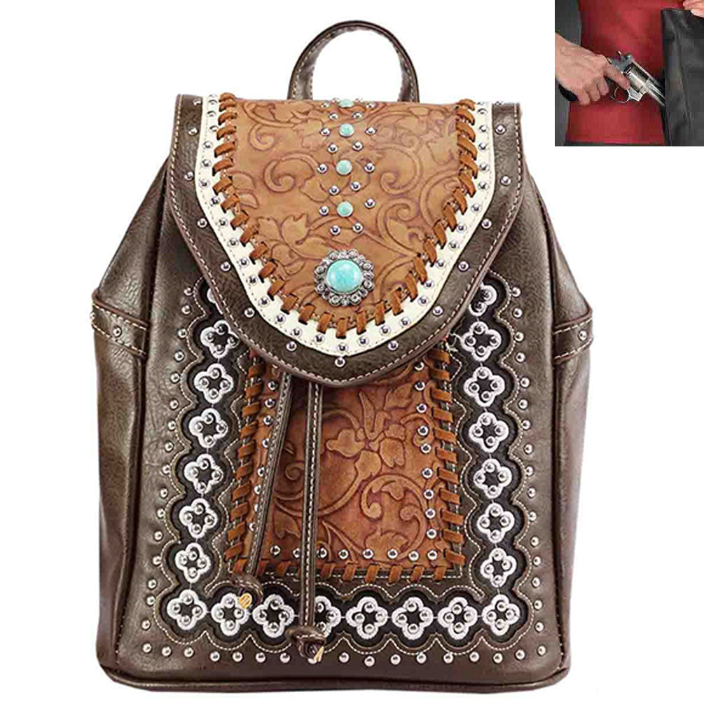 Multi Functional Western Concho Embroidery Backpack