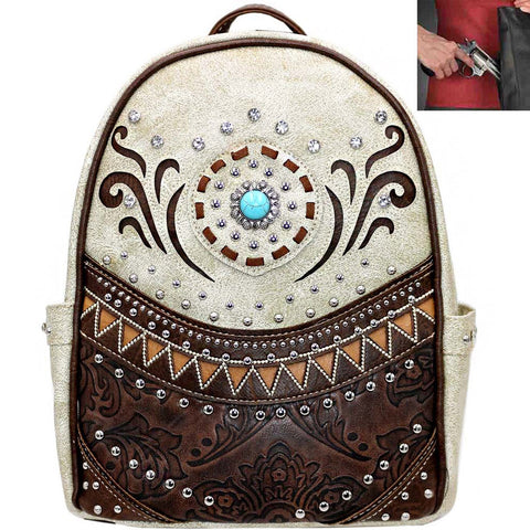 Concealed Carry Western Concho Tooling Cowgirl Backpack