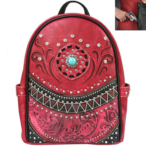 Concealed Carry Western Concho Tooling Cowgirl Backpack