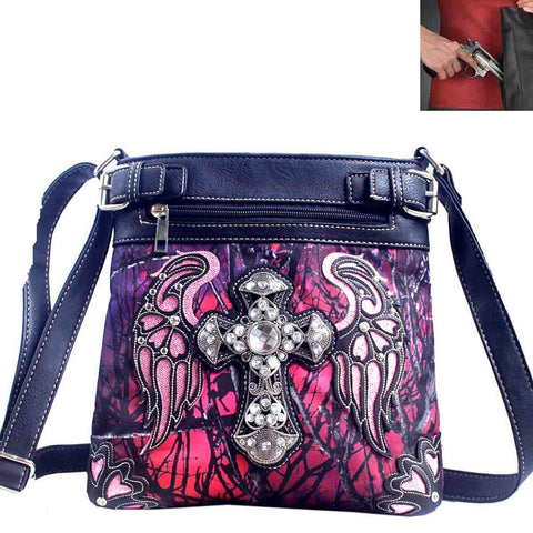 Multi Functional Spiritual Cross Colorful Camouflage Trifold Clutch Crossbody Bag