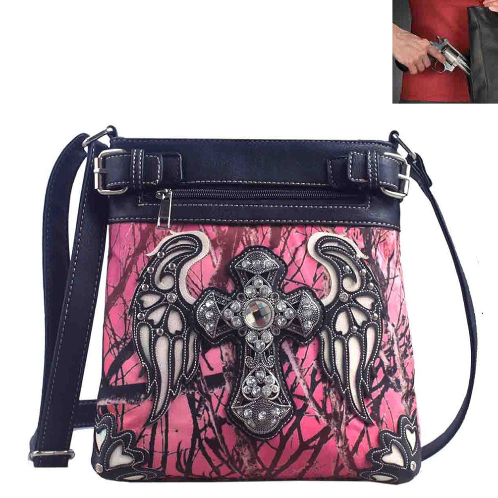 Multi Functional Spiritual Cross Colorful Camouflage Trifold Clutch Crossbody Bag