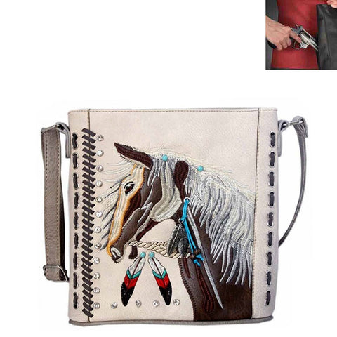 Concealed Carry Western Horse Embroidery Crossbody Bag