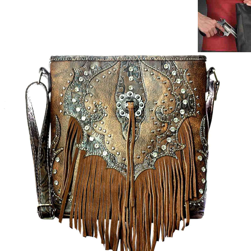Concealed Carry Fringe Tooling Crossbody Bag