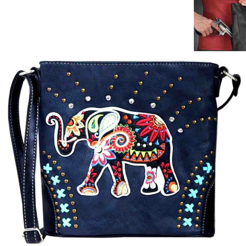 Concealed Carry Elephant  Embroidery Crossbody Bag
