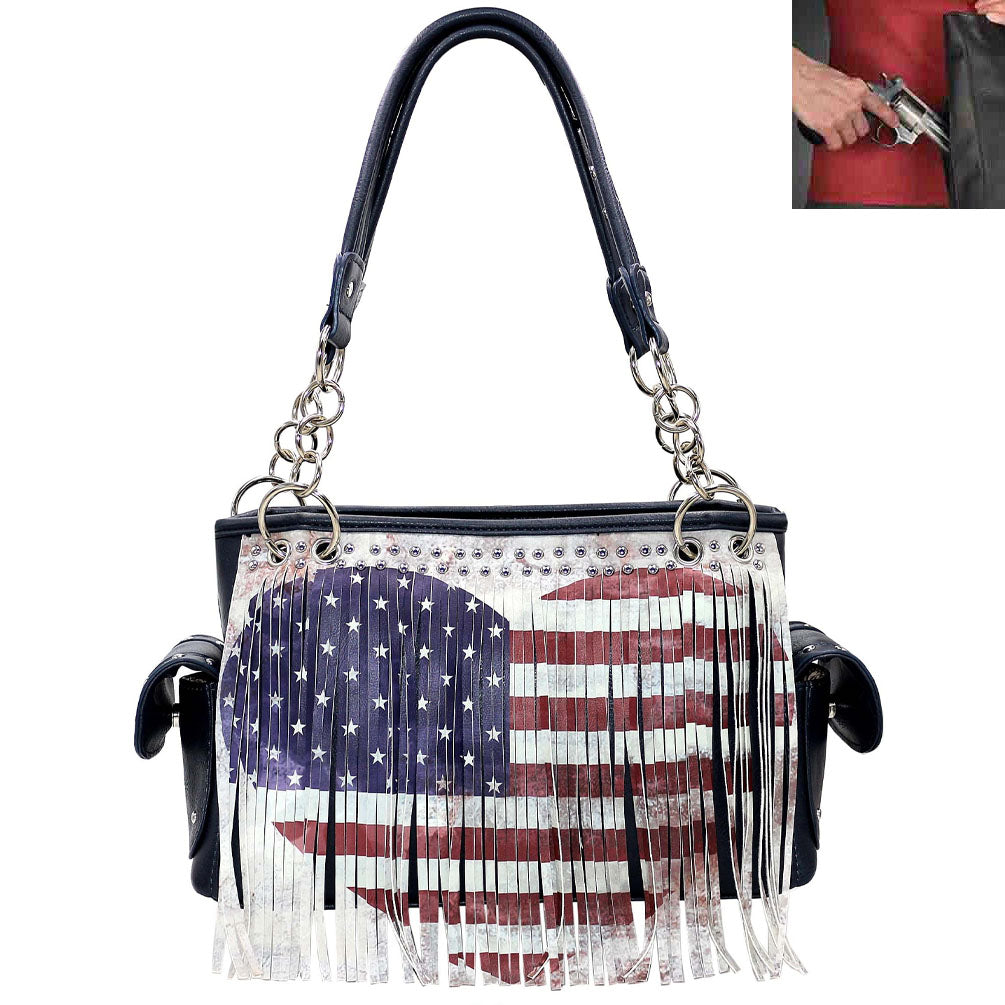 Concealed Carry U.S.Flag Fringe Shoulder Bag