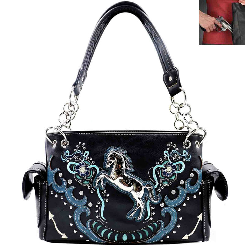 Concealed Carry Horse Concho Floral Western Shoulder Bag