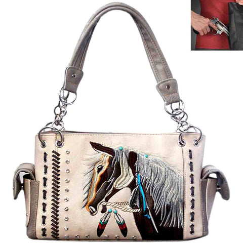 Concealed Carry Horse Embroidery Western Shoulder Bag