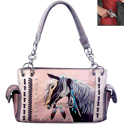 Concealed Carry Horse Embroidery Western Shoulder Bag