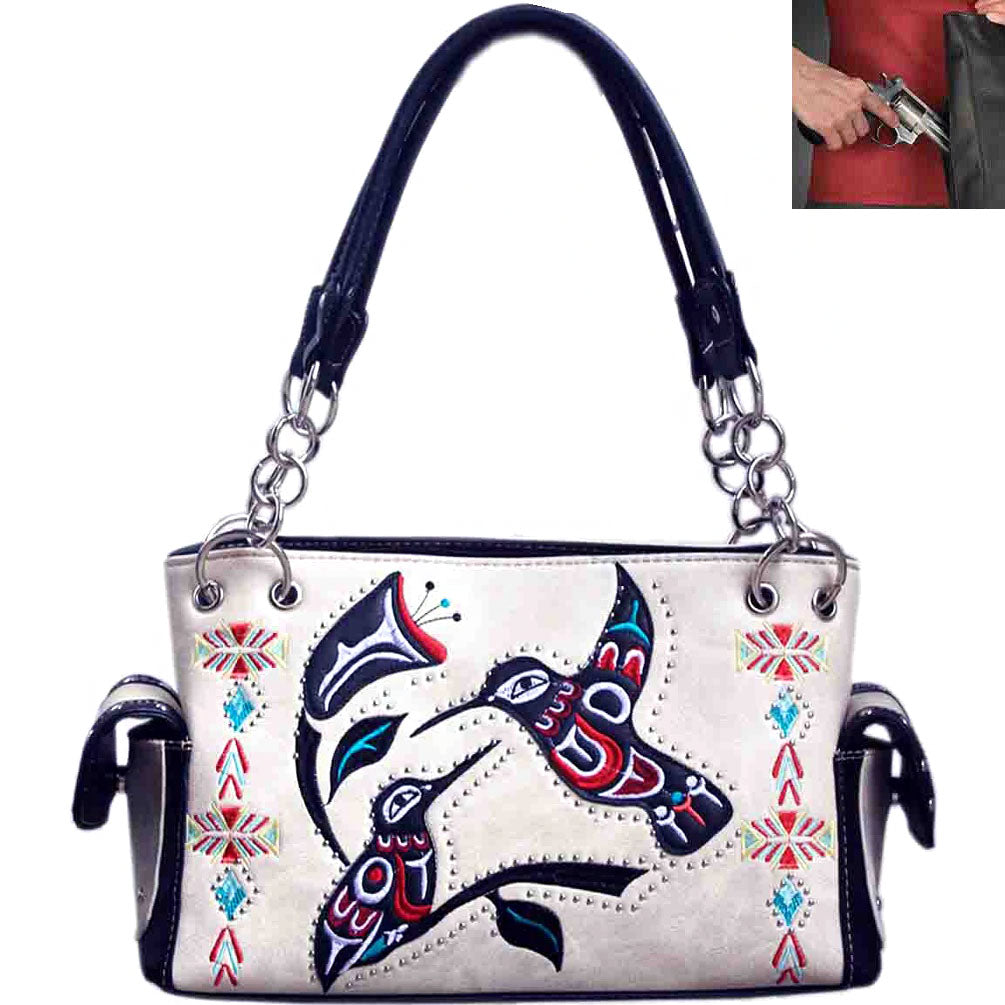 Concealed Carry Western Bird  Embroidery Shoulder Bag