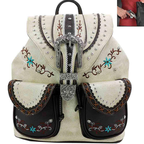 Western Buckle Embroidery Concealed Carry Western Cowgirl Backpack