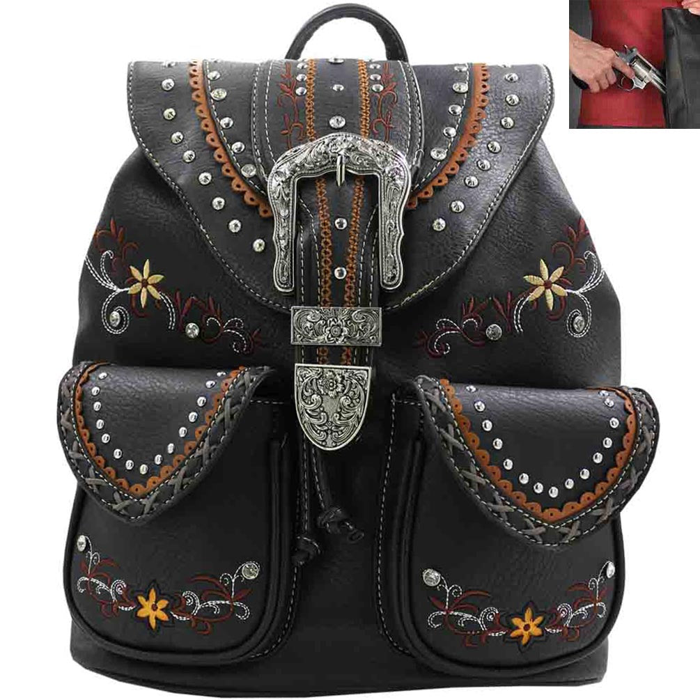 Western Buckle Embroidery Concealed Carry Western Cowgirl Backpack