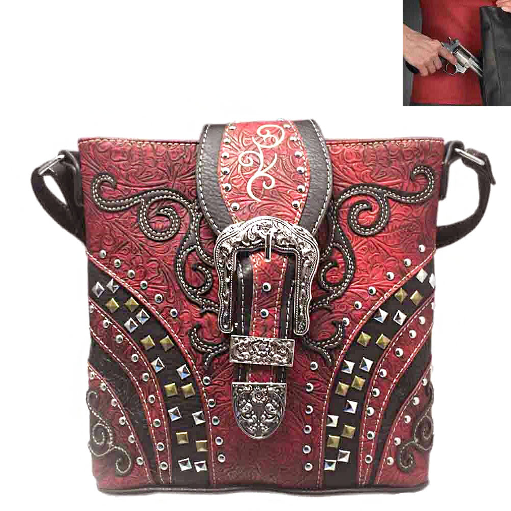 Copy of Concealed Carry Buckle Tooling Studded Design Crossbody Bag
