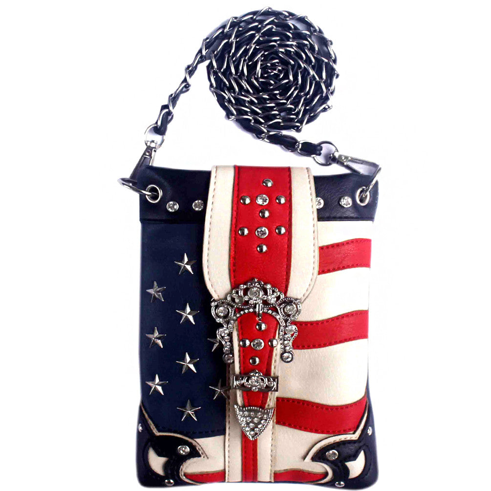 U.S Flag Patriotic Buckle Mini Crossbody Bag