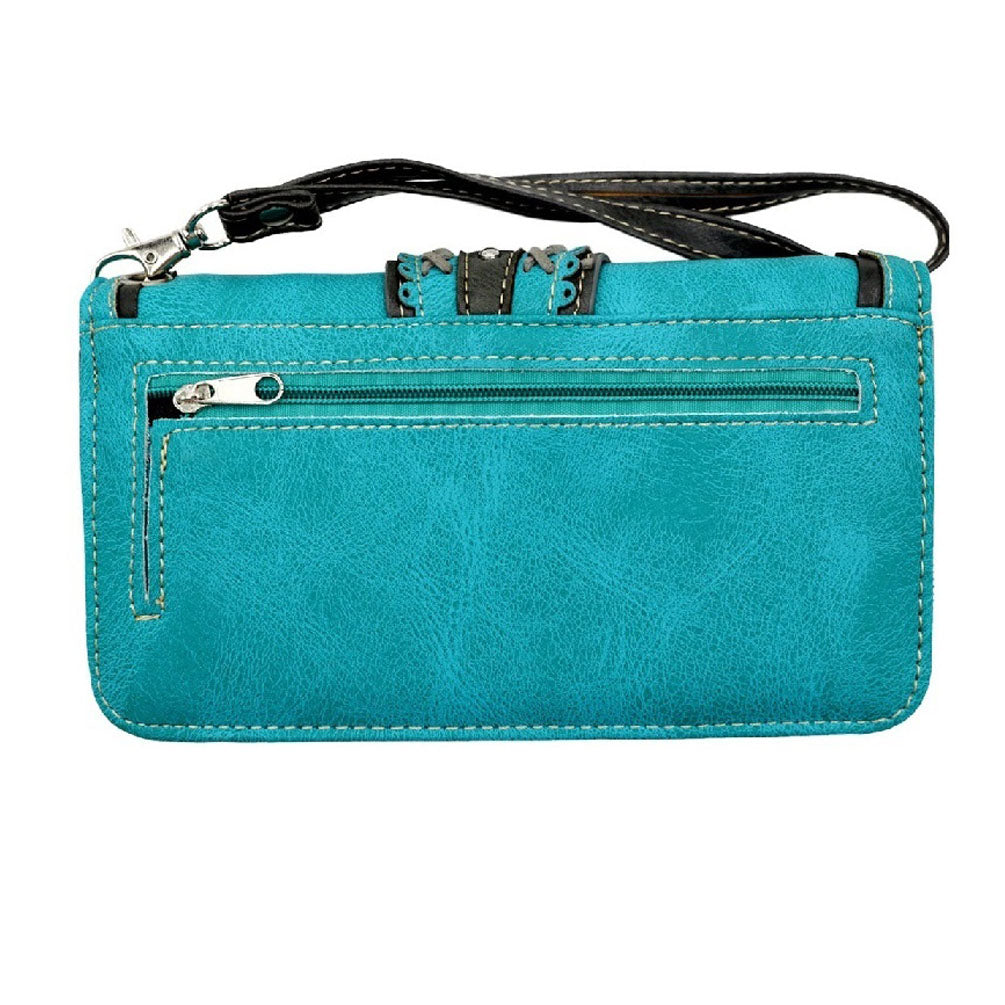 Concealed Carry Western Buckle Floral Embroidery Crossbody Wallet