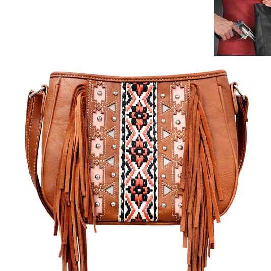 Concealed Carry Western Concho Tooling Embroidery Crossbody Bag