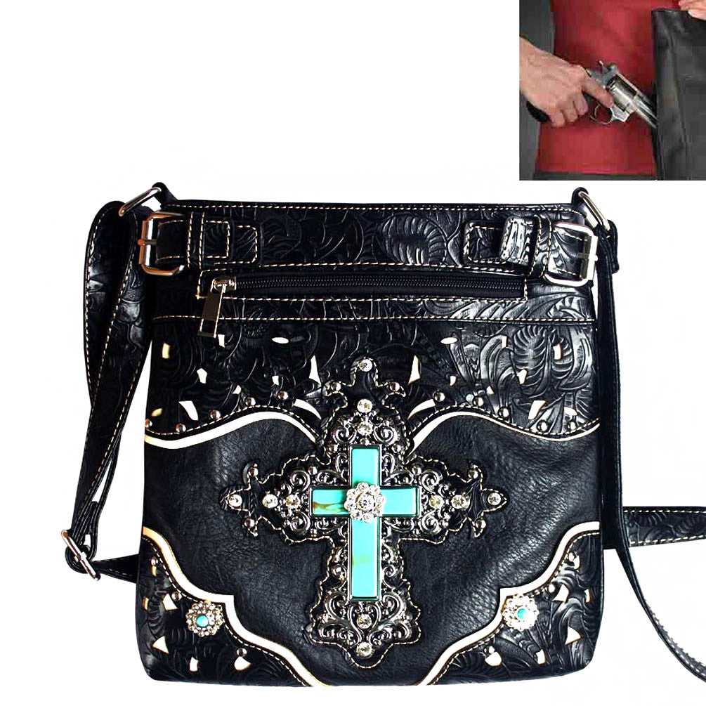 Concealed Carry Spiritual Turquoise Cross Western Crossbody Bag
