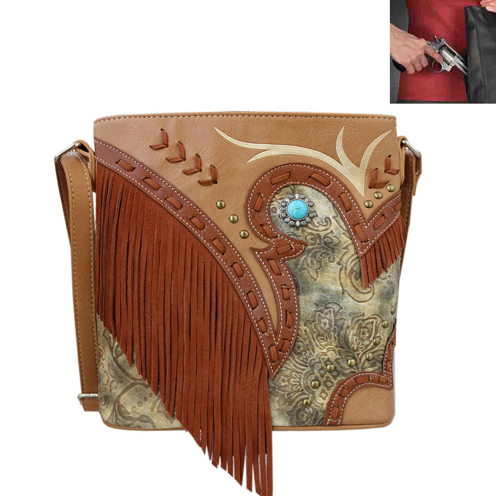 Concealed Carry Fringe Tooling Crossbody Bag