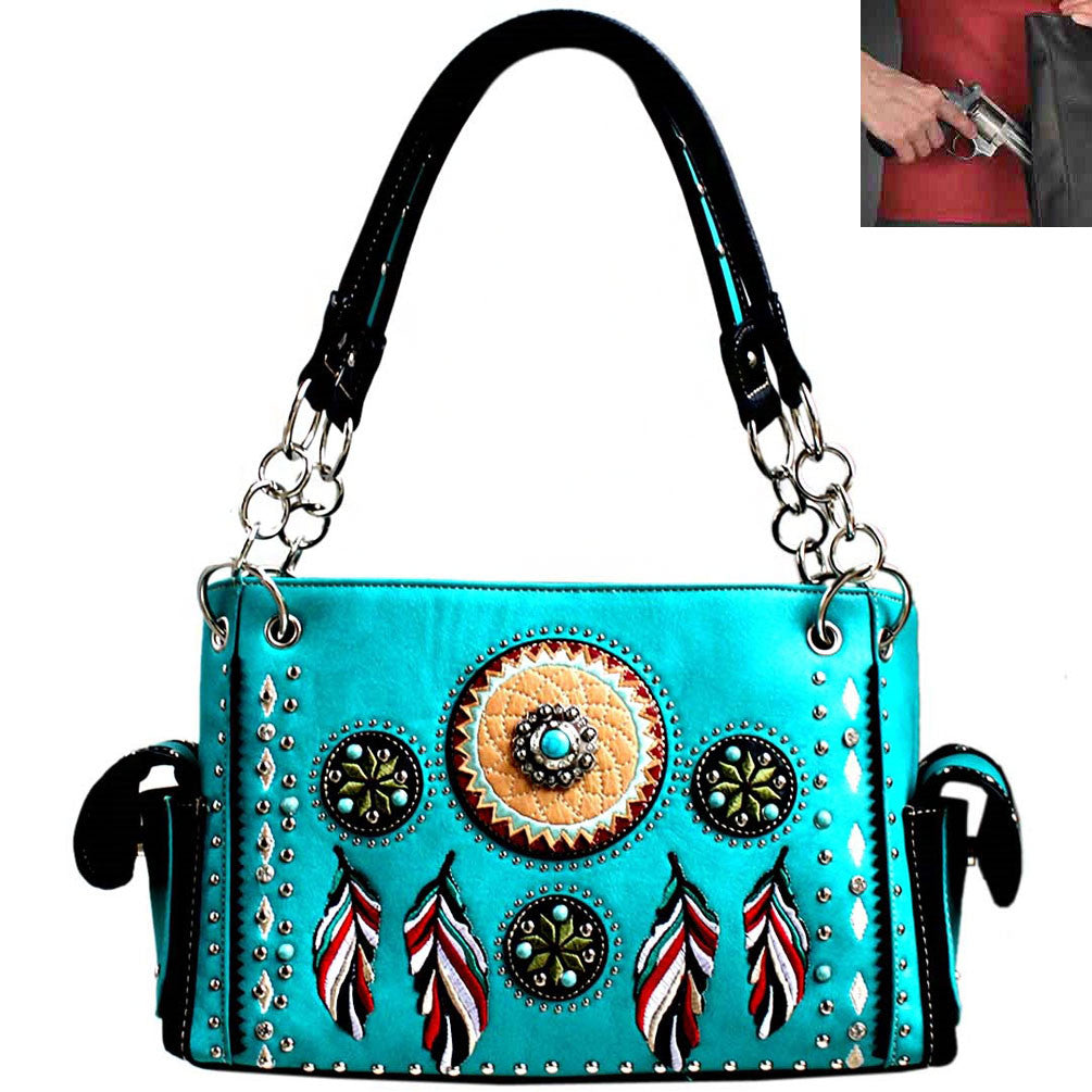 Concealed Carry Dream Catcher Western Embroidery Shoulder Bag