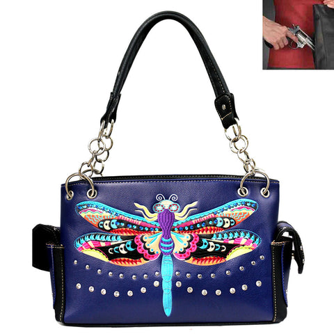 Concealed Carry Dragon Fly Embroidery Shoulder Bag
