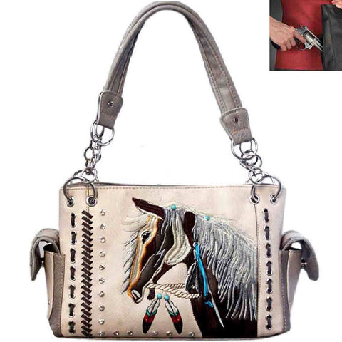 Concealed Carry Horse Embroidery Western Shoulder Bag