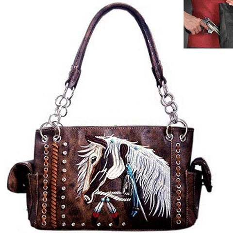 Concealed Carry Horse Embroidery Western Shoulder Bag