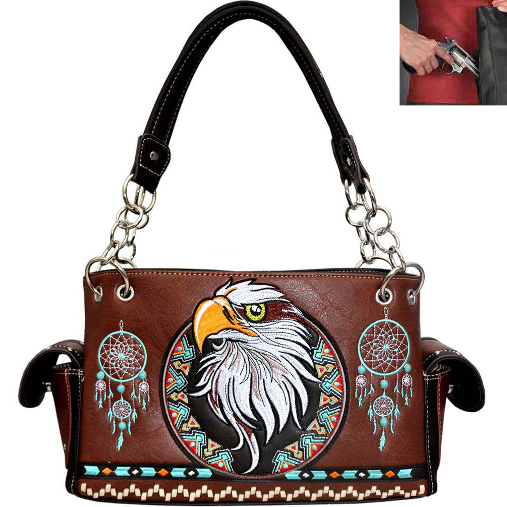 Concealed Carry Eagle Embroidery Shoulder Bag