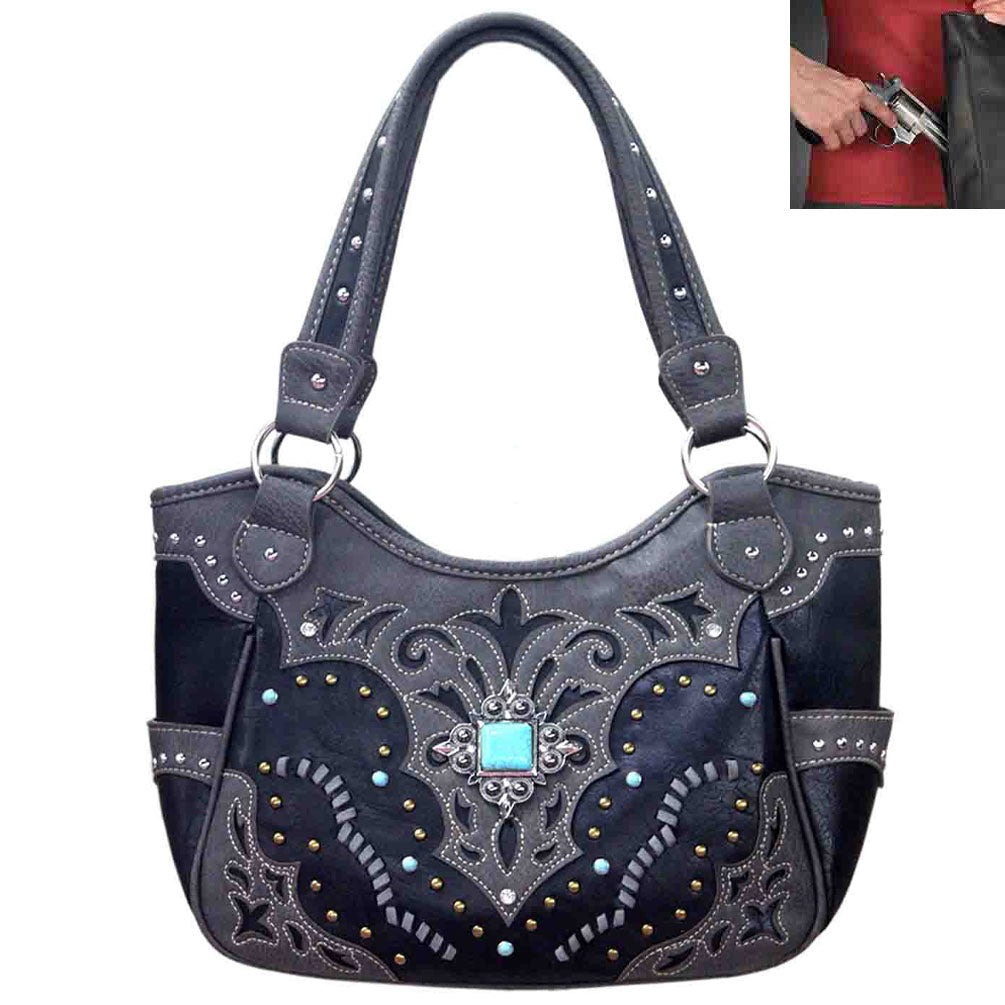 Concealed Carry Western Dragonfly Embroidery Shoulder Bag
