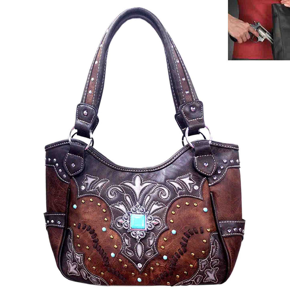 Concealed Carry Western Dragonfly Embroidery Shoulder Bag