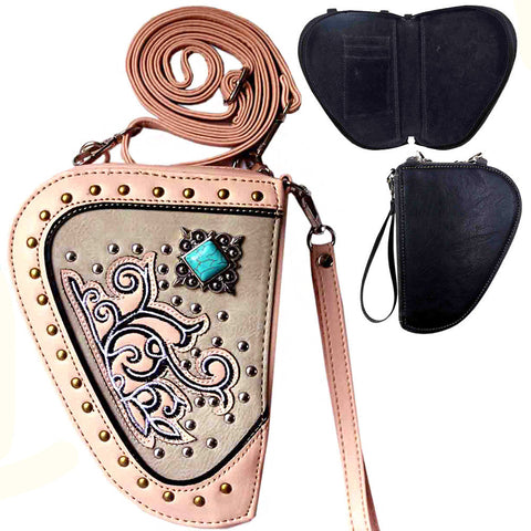 Floral Concho Crossbody Gun Holster Shaped Conceal Carry Pouch