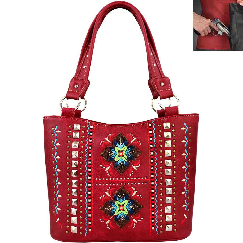 Concealed Carry Western Aztec Embroidery Shoulder Bag
